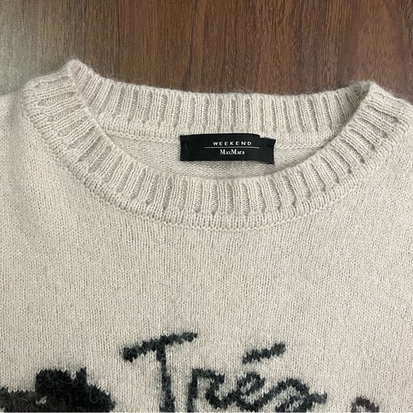 RARE MaxMara Weekend Alpaca wool Jumper Trés Bien Beige Jacquard Dog Sweater S - Picture 5 of 16